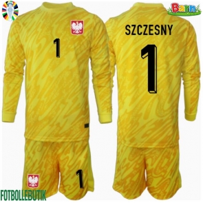 Polen Wojciech Szczesny #1 Målvakt Hemmaställ Barn EM 2024 Långärmad (+ Korta byxor)